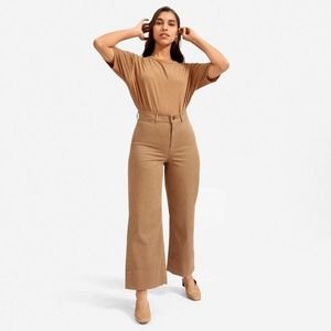 Everlane The Lightweight Wide Leg Crop Chino Pant Tan Size 4